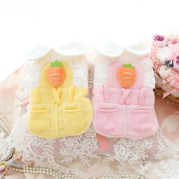 DOPI Pet Coat Dual Pocket Cartoon Carrot Decor Double Layer Cotton Dog Cat Clothing Pet Supplies for Autumn Winter