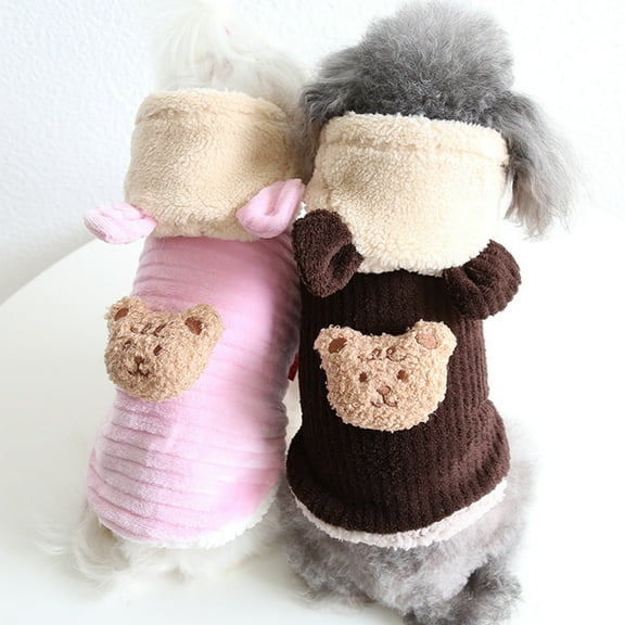 DOPI Pet Coat Two-legged Soft Keep Warm Winter Cartoon Bear Dog Hoodie Jacket Clothing for Autumn