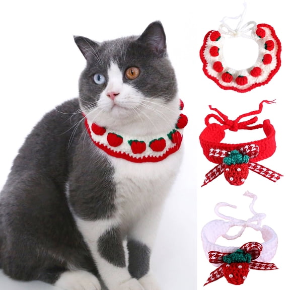 DOPI Pet Collar Strawberry Decor Dress-up Adorable Fashion Pet Dogs Cats Scarf Collar Pet Supplies