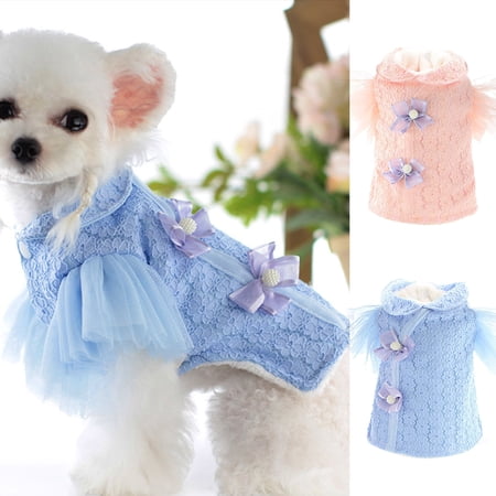 DOPI Pet Costume Floral Texture Dress-up Skin-friendly Pet Dogs Cats Lace Cheongsam Clothes for Festival