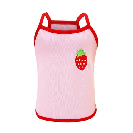 DOPI Pet Dog Spring and Summer Wear Thin Short-board Fruit Embroidered Camisole(2Pack)