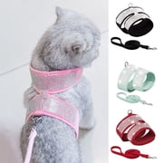 DOPI Pet Harness Leash K-shaped Anti-escape Rhinestone Inlaid Pet Chest Strap Traction Rope Kit Pet Supplies