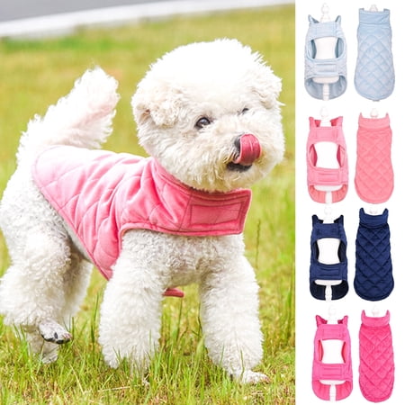 DOPI Pet Jacket Round Neck Keep Warmth Soft Pure Color Puppy Thickened Vest Clothes for Winter