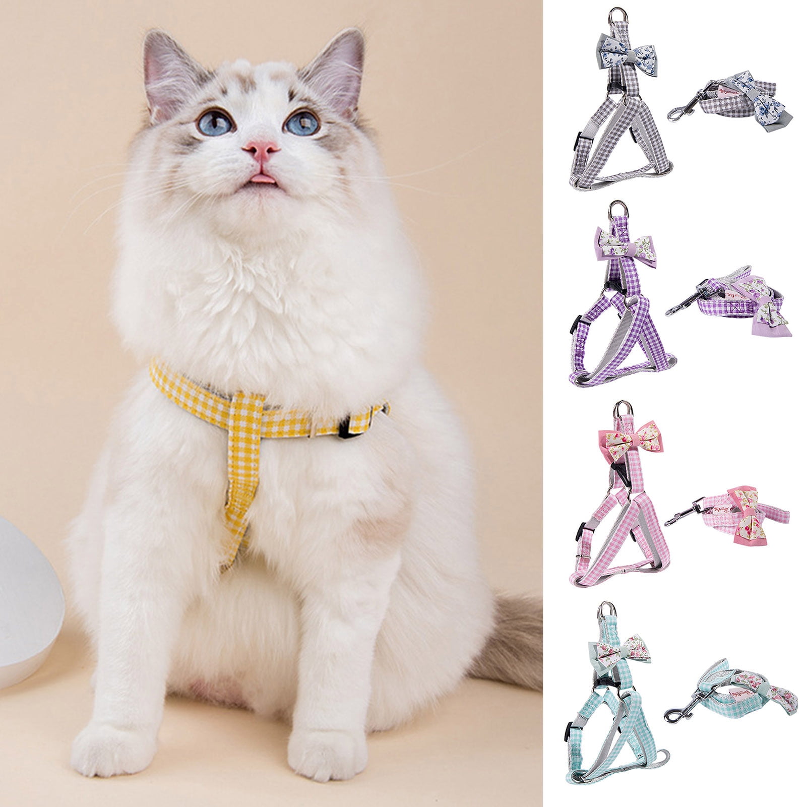 Picture Idea: Dopi Pet Leashes Set Plaid Pattern Anti Escape Adjustable Cats