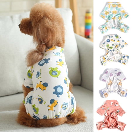 DOPI Pet Pajamas Cartoon Pattern Keep Warmth Breathable Pet Dogs Cats Warm Jumpsuits Outfit for Teddy