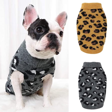 DOPI Pet Pullover Leopard Pattern Dress-up Soft Texture Knitted Pet Dogs Sweater Outfit for Halloween