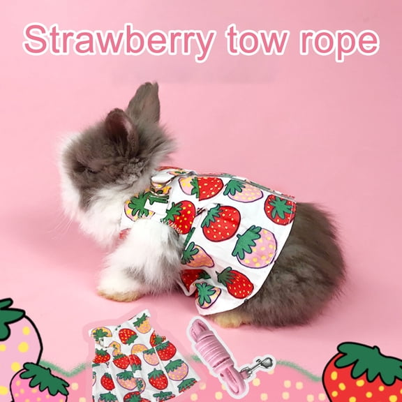 DOPI Pet Rabbit Dress Close-fitting Comfortable with Traction Rope Breathable Small Animal Harness Vest Leash Set for Small Animal