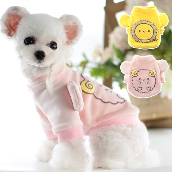 DOPI Pet Shirt Cartoon Sheep Sunflower Pattern Keep Warmth Skin-friendly Cute Pet Dogs Cats Sweatshirt Costume for Winter