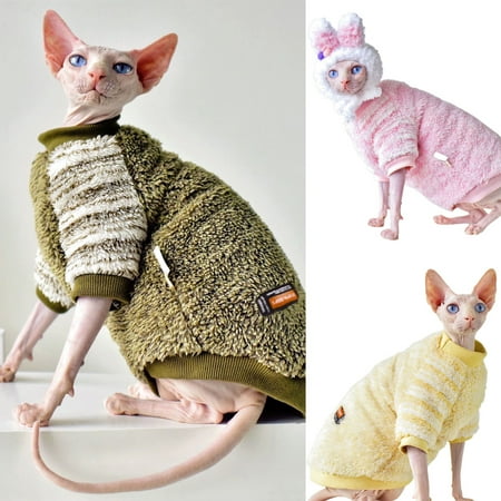 DOPI Pet Shirt Stripes Pattern Keep Warmth Skin-friendly Pet Cats Sweatshirt Costume for Winter