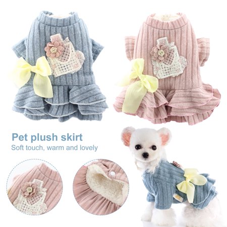 DOPI Pet Skirt Flower Bowknot Decor Dress-up Skin-friendly Cute Pet Dogs Princess Dress for Teddy