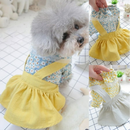 DOPI Pet Skirt Flower Pattern Dress-up Skin-friendly Pet Dogs Suspender Dress for Summer