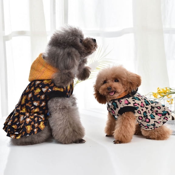 DOPI Pet Skirt Leopard Point Pattern Dress-up Soft Texture Warm Pet Dog Cats Dress Costume for Winter