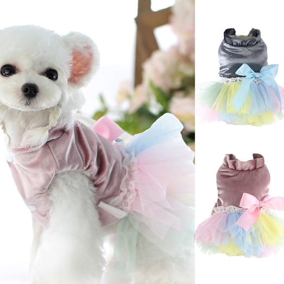 DOPI Pet Skirt Multi-color Hem Dress-up Soft Texture Pet Dogs Tulle Princess Dress for Outdoor