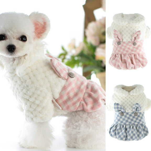 DOPI Pet Skirt Plaid Pattern Keep Warmth Adorable Casual Puppy Cats Dress Clothes for Winter