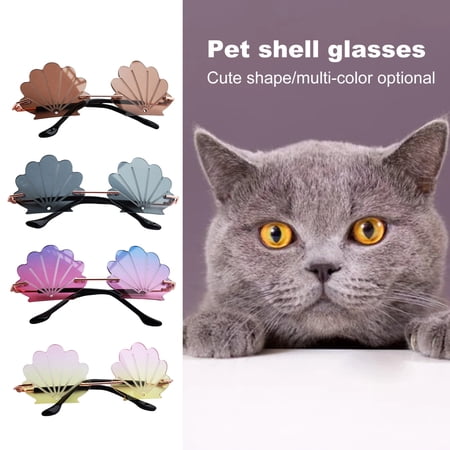 DOPI Pet Sunglasses Shell Shaped Wear-Resistant Metal Pet Party Costume Photo Props Sunglasses for Puppy Kitty