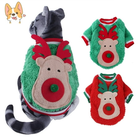 DOPI Pet Sweater Cartoon Design All-matched Thickening Dog Two-legged Fleece Clothes for Christmas
