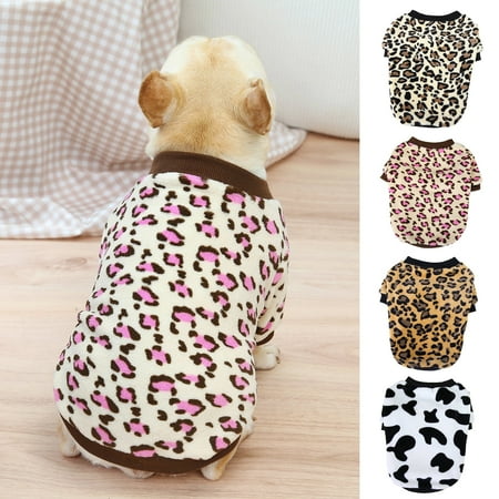 DOPI Pet Sweater Leopard Pattern Keep Warmth Good Elasticity Pet Dogs Sweatshirt Costume for Fadou