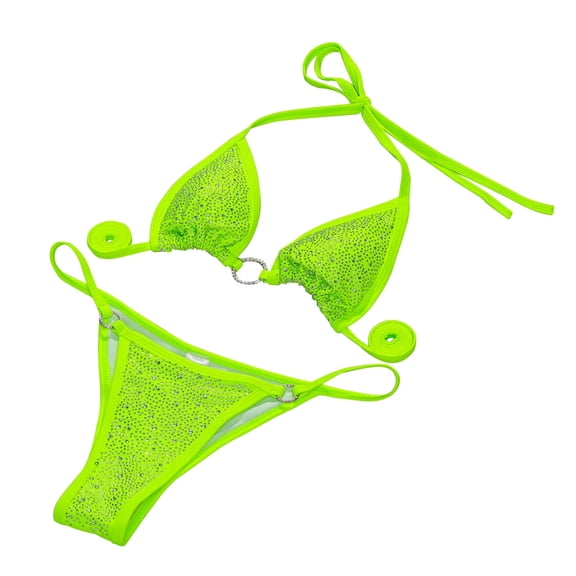 DOPI Sexy Bandage Solid Bikini Diamond Women's Swimsuit Popular Split Swimwear