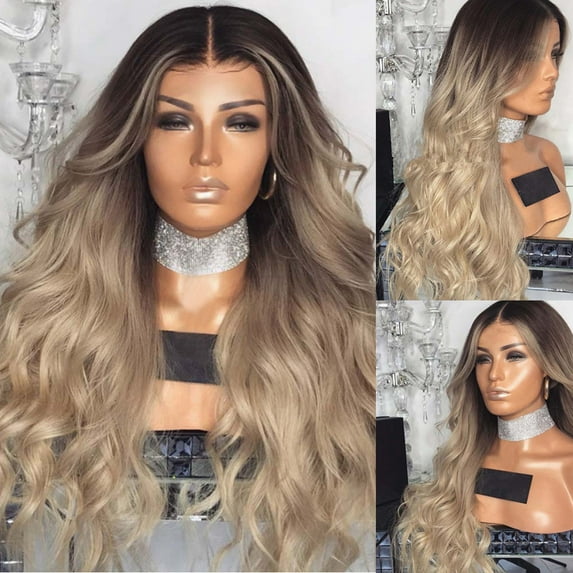 DOPI Sexy Gradient Cosplay Party Wigs Long Curly Hair Mixed Colors Synthetic Wig