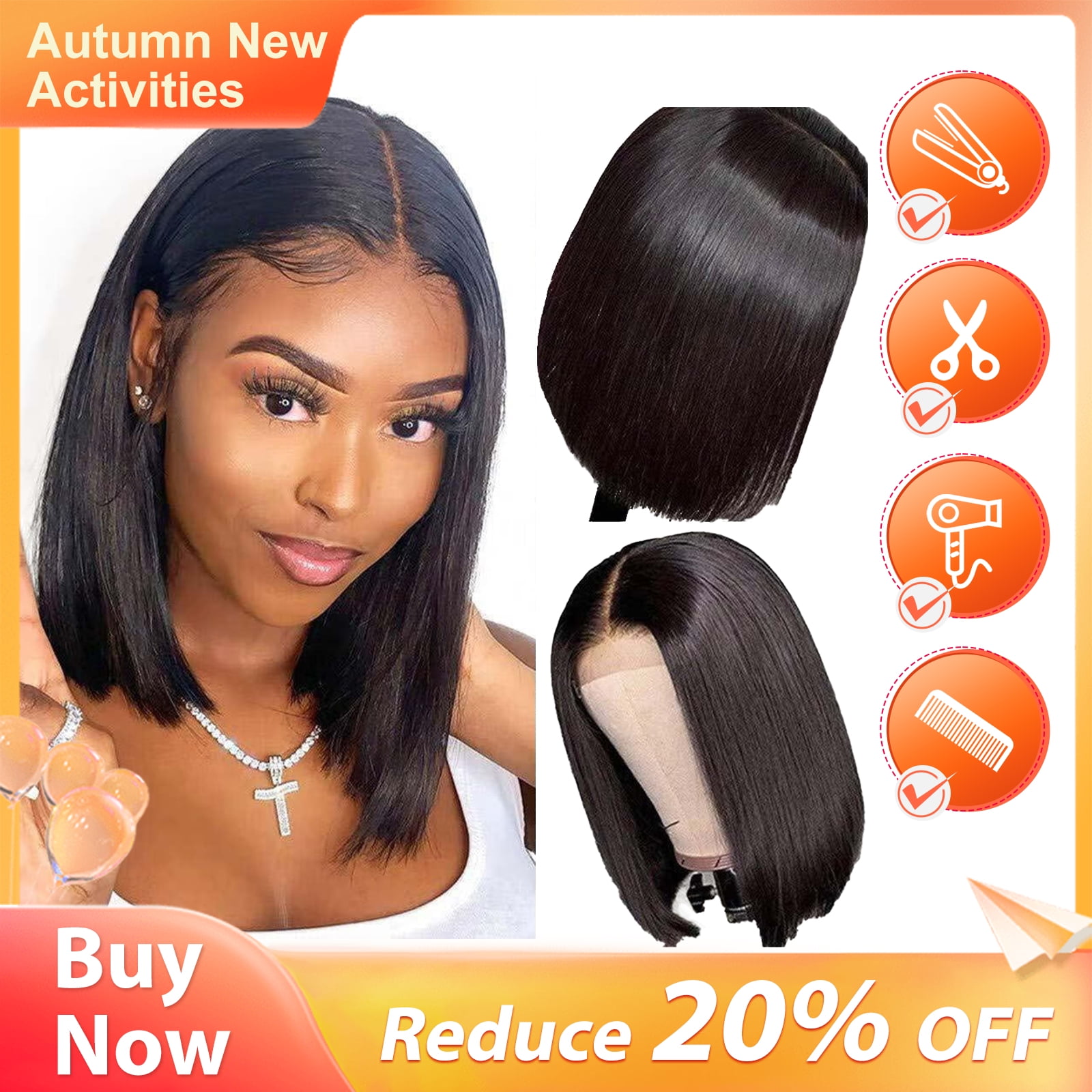 DOPI Short Bob Cut Wig Lace Front Curly Wigs for Black Women Side