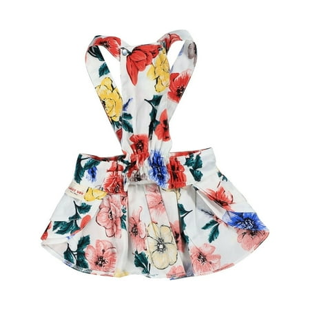 DOPI Summer Beach Fresh Cat Dog Cute Pet Clothes Bow Dress Cotton Print