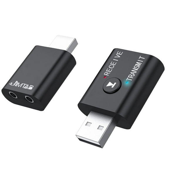 DOPI USB Bluetooth Adapter,Bluetooth 5.0 Transmitter Receiver 2 in 1 Wireless Bluetooth Converter Built-in 2 3.5mm Audio Bluetooth for TV, Home Stereo, Car Stereo, Headphones, Speakers, PC