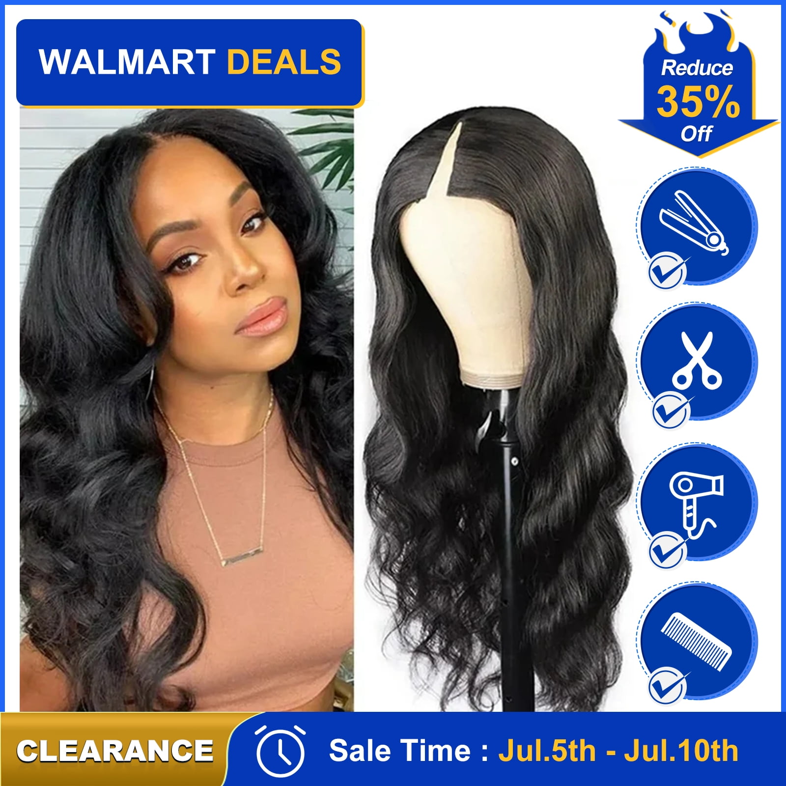 Synthetic black 22” body wig Long Black Wig | Realistic 22 Inch Body Wave Wig Glueless  main image 2