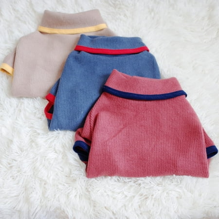 DOPI Warm Pet Pullover Sweater Easy-wearing Cotton High Collar Solid Color Dog Sweater Pet Accessory