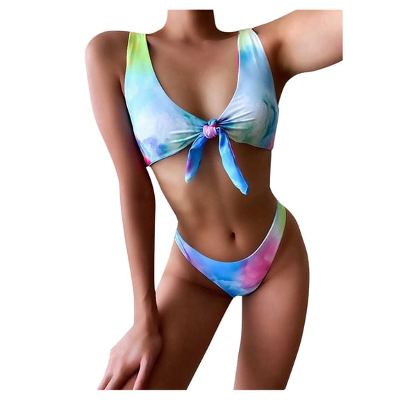 DOPI Women Bandeau Bandage Bikini Set Push-Up Brazilian Swimwear Beachwear Swimsuit