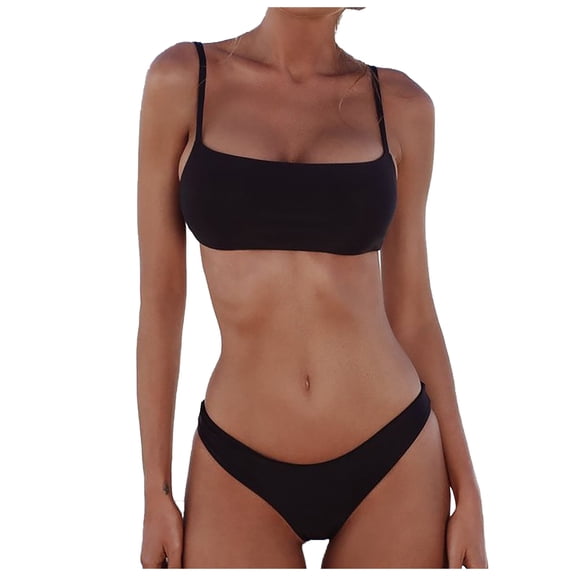 DOPI Women Bandeau Bandage Bikini Set Push-Up Brazilian Swimwear Beachwear Swimsuit