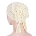 thumbnail image 1 of DOPI Women Beading Floral Hat Muslim Ruffle Cancer Turban Wrap Cap BeigeOne size(2pack), 1 of 2
