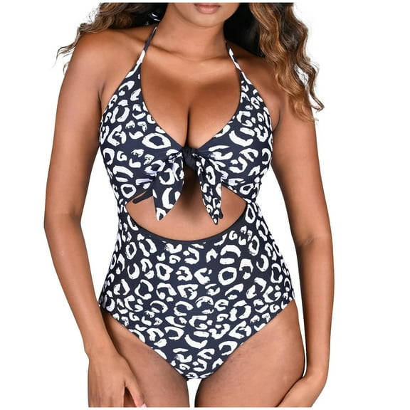 DOPI Women Bodysuit Print Stripe Patchwork Swimming Suit Swimwear Bathing Suit