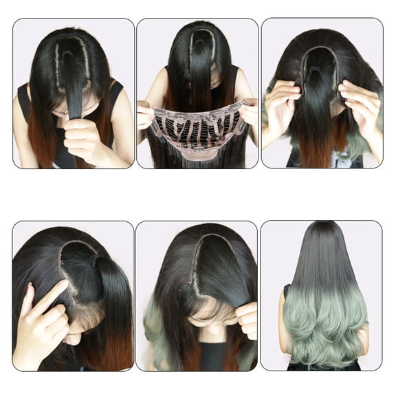 DOPI Women Curls Weft Synthetic Hair U Part Lace Wig Lifelike Human Hair