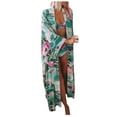 thumbnail image 1 of DOPI Women Flare Sleeve Floral Print Kimono Beach Dress Bathing Suit Cover Up, 1 of 6