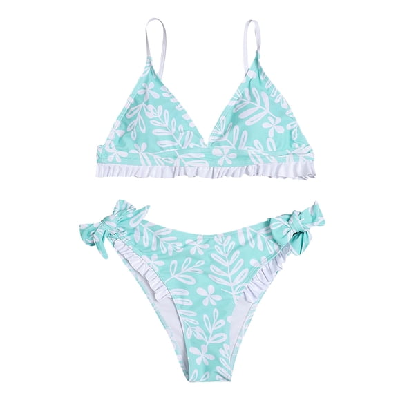 DOPI Women Sexy Solid Push Up High Cut Lace Up Halter Bikini Set Two Piece Swimsuit