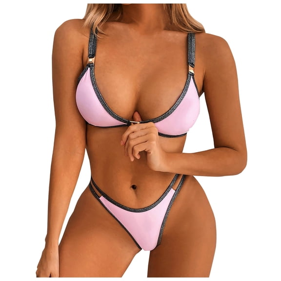 DOPI Women Solid Sexy Push-Up Padded Bra Beach Bikini Set Swimsuit Beachwear