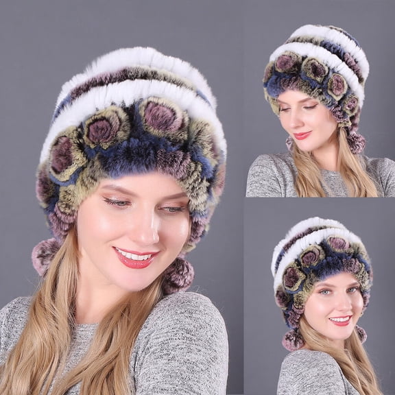 DOPI Women hat Winter Women's Colorful Warm Caps Female Beanie Headgear Fashion Hat Multicolor Free size