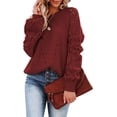 thumbnail image 1 of DOPI Women's Casual Long Sleeve Crewneck Crochet Sweater Lightweight Knit Pullover Sweaters Top Hollow Out Sweater Autumn, 1 of 5