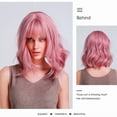 thumbnail image 1 of DOPI Women's Fantasy Pink Hair Wig With Curly Blowable Medium Length, 1 of 8