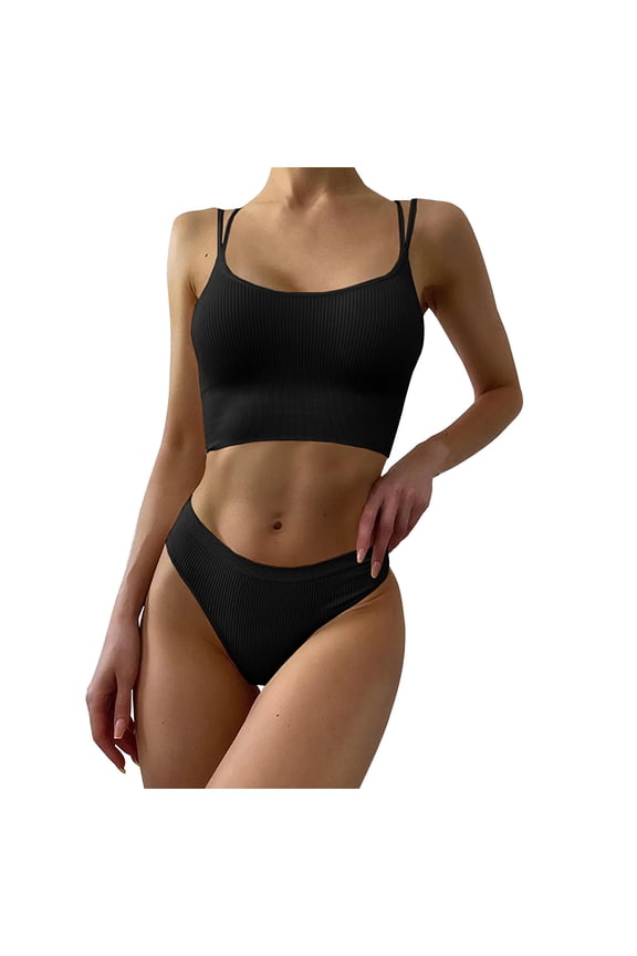 Women's Fashion Comfortable Solid Color Thread Fabric Sexy Sling Bikini