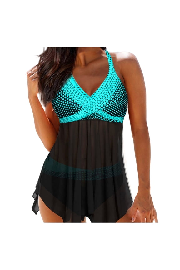 Women's Fashion Digital Printing Large Yarn Skirt Bikini Fattening Swimsuit