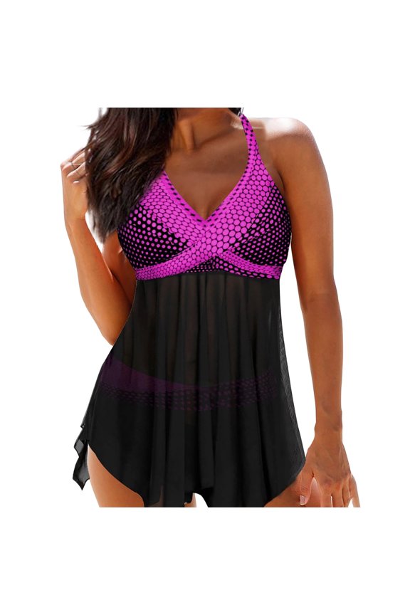 Women's Fashion Digital Printing Large Yarn Skirt Bikini Fattening Swimsuit