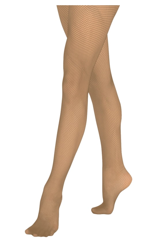 Women's Ladies Adult Juniors Seamless Fishnet Dance Ballet Tights Pantyhose Stockings Suntan C