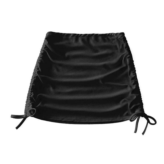 DOPI Womens Fashion Ribbed Cinched Side Mini Skirt Bikini Beach Bottoms Swimwear