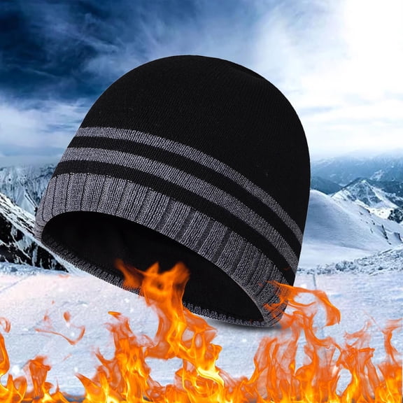 DOPI Yarn Hat Color Dome Yarn Hat Cold Pullover And Hat Solid Knitted Warm Men's Hat Solid Baseball Caps BlackOne size