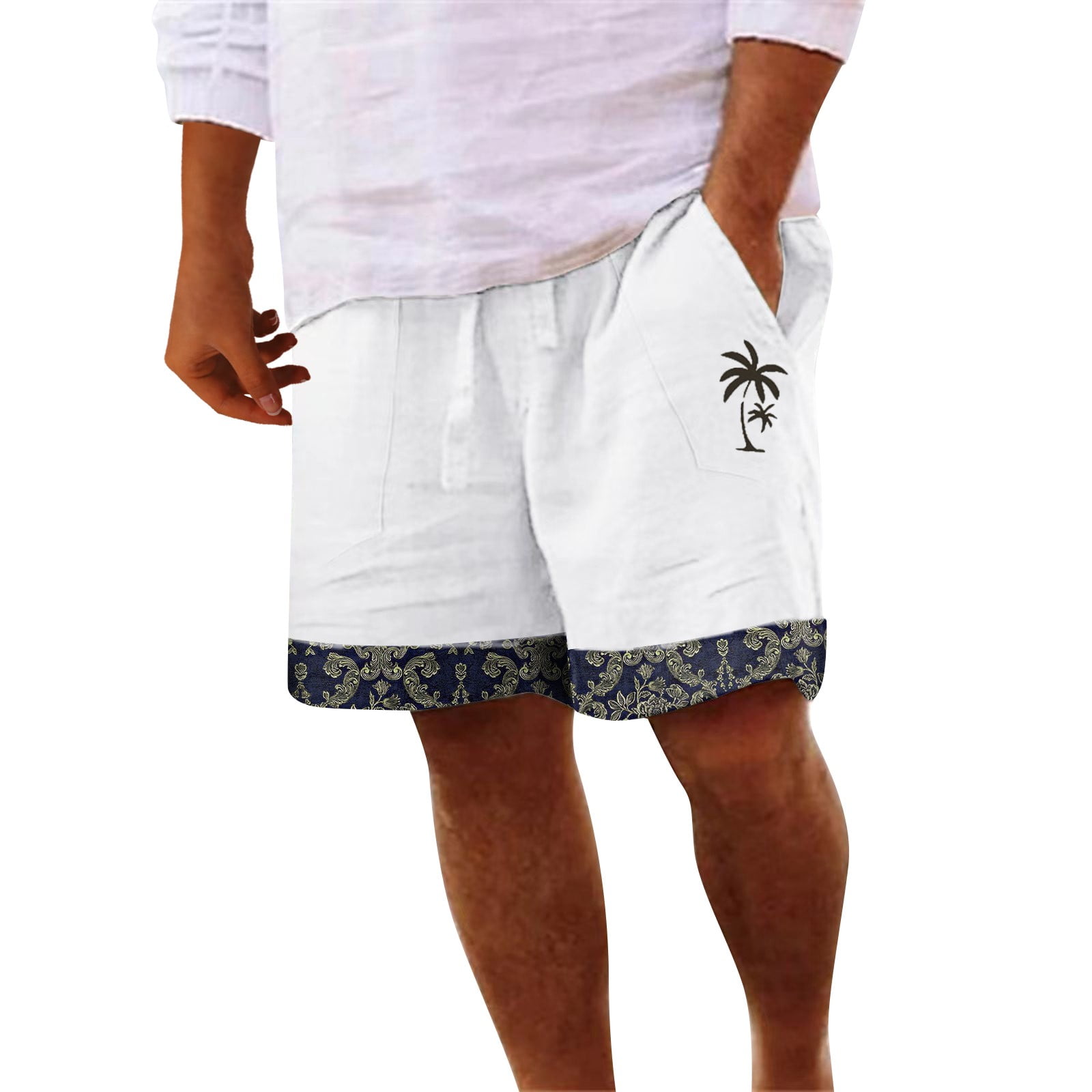 DOPRISIC The Day on Clearance Deals Mens Linen Shorts 6 Inch Inseam