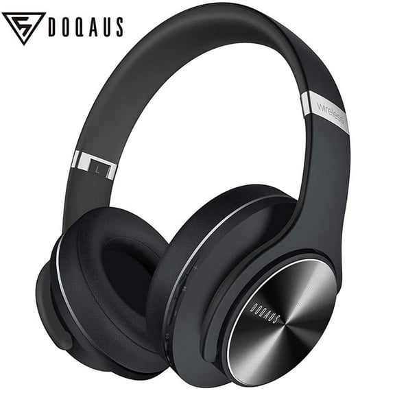 DOQAUS Wireless Over-Ear Headphones with Mic Hi-Fi Deep Bass Bluetooth Headphone Headset, Black