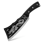 DORACOME Chinese Cleaver with Dragon Relief, Forged Stainless Steel Blade and Triple-Rivet Handle, Ideal for precise slicing and chopping