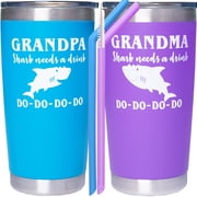 DORADREAMDEKO Blue & Purple Grandpa and Grandma Shark Coffee Mug Tumbler - Perfect Christmas Gift!