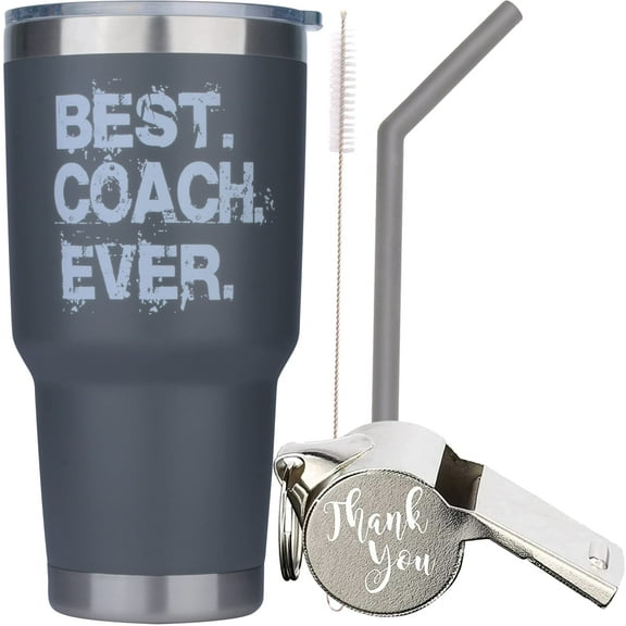 DORADREAMDEKO Coach Gifts: Gray Tumbler for Men & Women, Soccer & Volleyball Coach Gifts, Christmas Gift Ideas